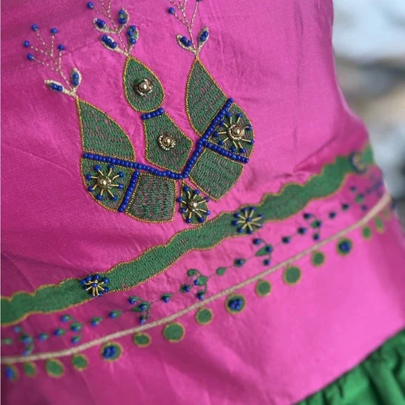 Vintage Betsey Johnson 100% Silk Beaded Strapless Dress Embroidered Size 4 - Picture 2 of 6